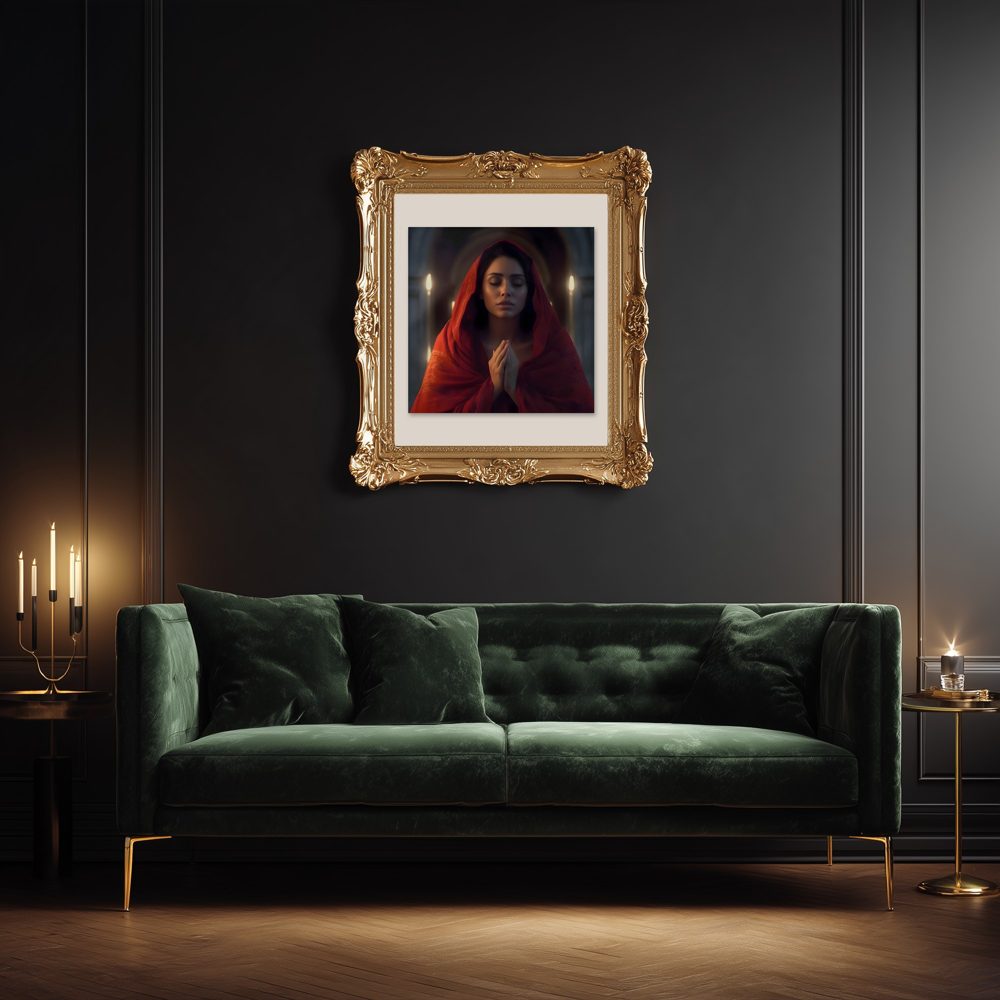 Goddess and Priestess wall art in a library