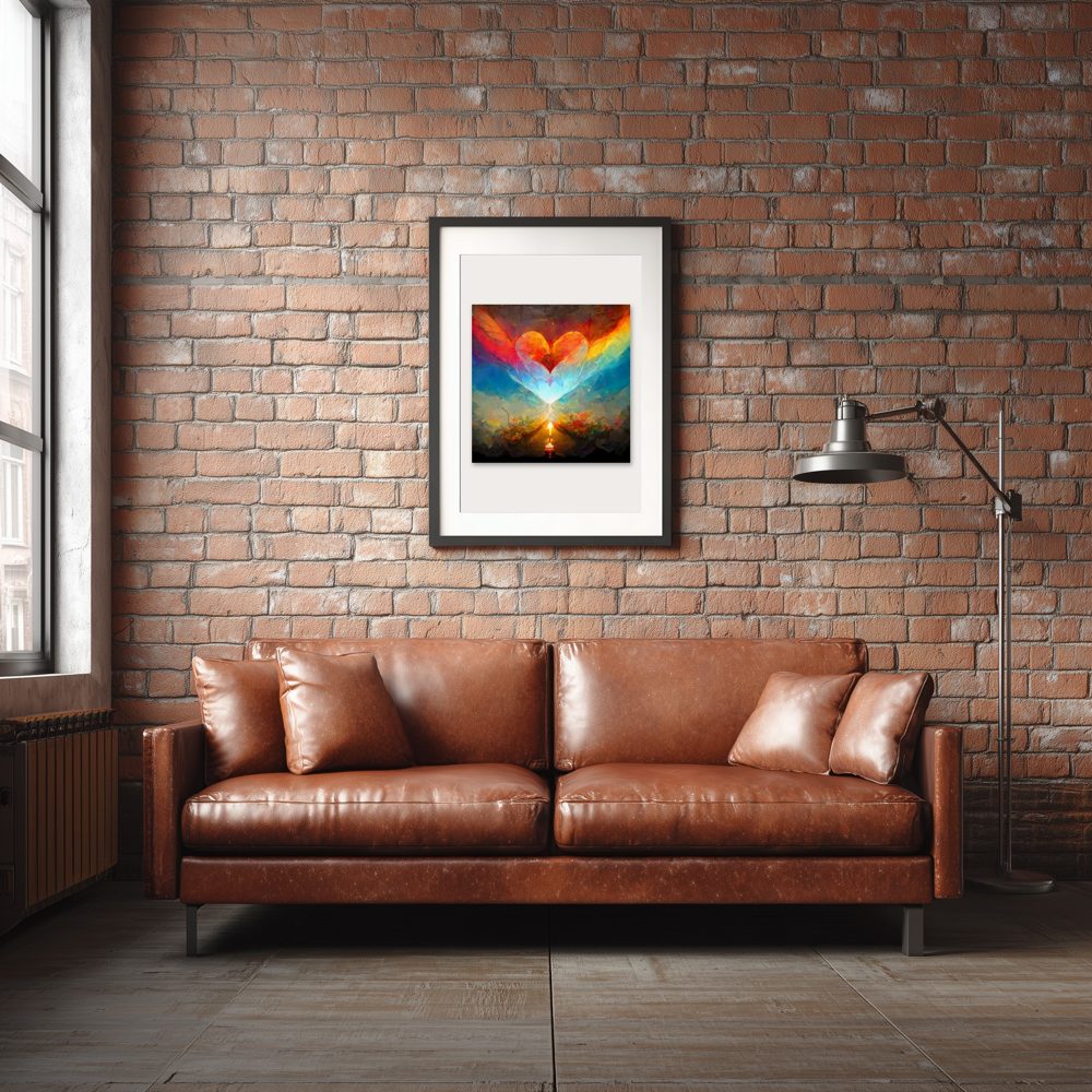 Heart Art wall art in a dark room